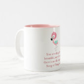  roze Flamingo Scripting Tweekleurige Koffiemok (Voorkant links)
