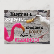 Roze Flamingo Seagull Donut Beach Humor