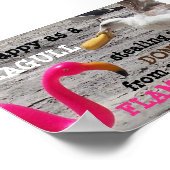 Roze Flamingo Seagull Donut Beach Humor Poster (Hoek)