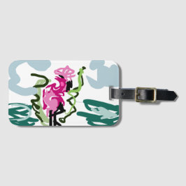 Roze flamingo set bagagelabel