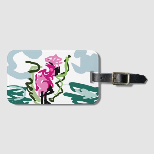 Roze flamingo set bagagelabel (Voorkant (horizontaal))