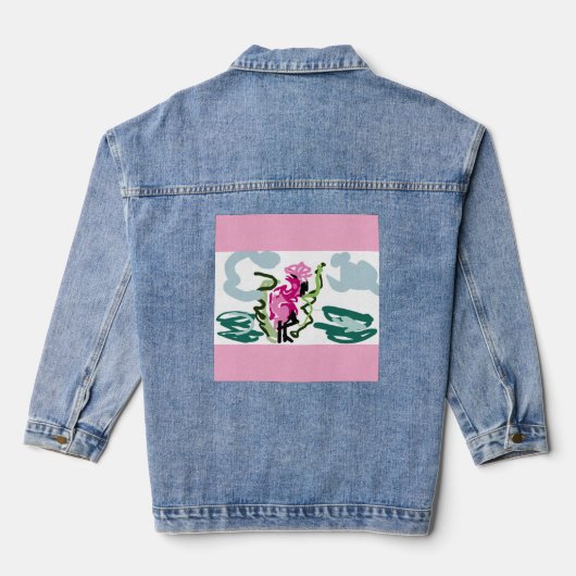 Roze flamingo set denim jacket (Achterkant)