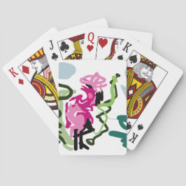 Roze flamingo set pokerkaarten