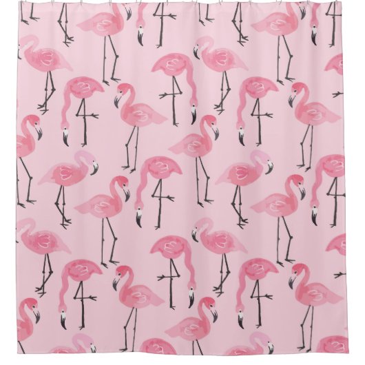 Roze flamingo set, tropisch zomerpatroon. douchegordijn (Voorkant)