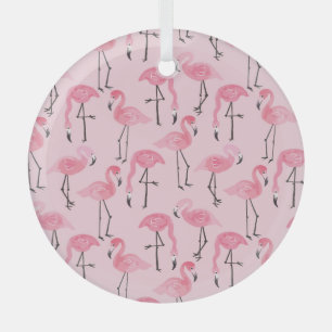 Roze flamingo set, tropisch zomerpatroon. glas ornament