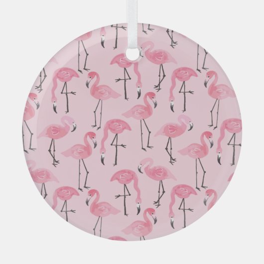 Roze flamingo set, tropisch zomerpatroon. glas ornament (Voorkant)