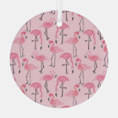 Roze flamingo set, tropisch zomerpatroon. glas ornament (Achterkant)