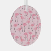 Roze flamingo set, tropisch zomerpatroon. glas ornament (Voorkant Rechts)