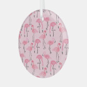 Roze flamingo set, tropisch zomerpatroon. glas ornament (Voorkant links)