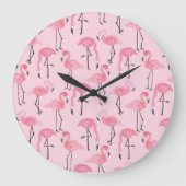 Roze flamingo set, tropisch zomerpatroon. grote klok (Voorkant)