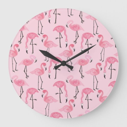 Roze flamingo set, tropisch zomerpatroon. grote klok (Voorkant)