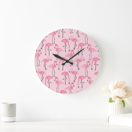 Roze flamingo set, tropisch zomerpatroon. grote klok (Huis)