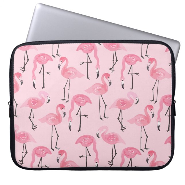 Roze flamingo set, tropisch zomerpatroon. laptop sleeve (Voorkant)