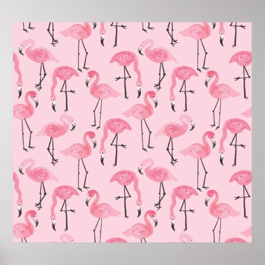 Roze flamingo set, tropisch zomerpatroon. poster (Voorkant)