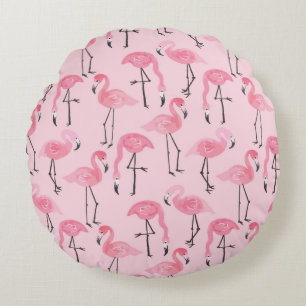 Roze flamingo set, tropisch zomerpatroon vin rond kussen