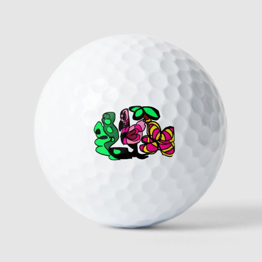Roze flamingo show vibes golfballen (Voorkant)