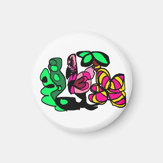 Roze flamingo show vibes  magneet (Voorkant)