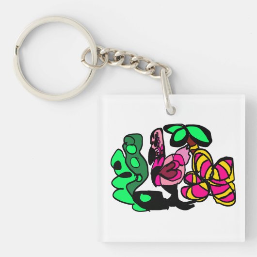 Roze flamingo show vibes  sleutelhanger (voorkant)