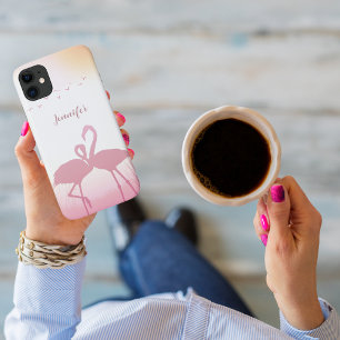Roze Flamingo Silhouet Gepersonaliseerd Case-Mate iPhone Case