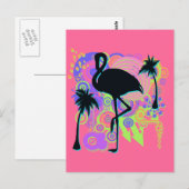 Roze Flamingo Silhouette Briefkaart (Voorkant / Achterkant)