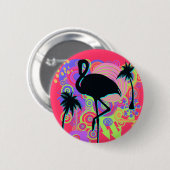 Roze Flamingo Silhouette Ronde Button 5,7 Cm (Voorkant /achterkant)