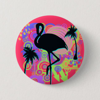 Roze Flamingo Silhouette Ronde Button 5,7 Cm