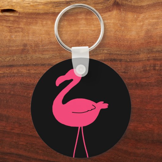 Roze Flamingo Silhouette Sleutelhanger (Voorkant)