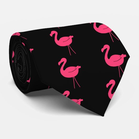Roze Flamingo Silhouette Stropdas (Opgerold)