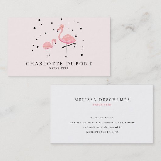Roze Flamingo Simple Visitekaartje (Voorkant / Achterkant)
