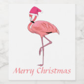 Roze Flamingo Sinterklaas Prettig Kerstfeest Wijn Etiket (Enkel label)