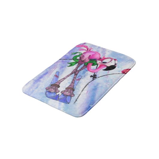 Roze Flamingo Skier Bath Mat - Funny (Gekanteld)