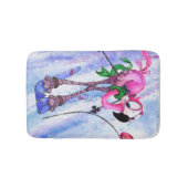 Roze Flamingo Skier Bath Mat - Funny (Voorkant)