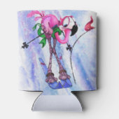Roze Flamingo Skier Funny Koelbox Blikjeskoeler (Achterkant)