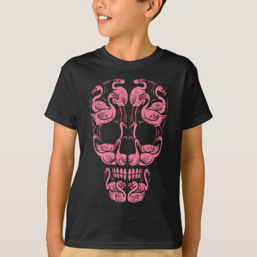 Roze flamingo Skull Breast Cancer Awareness Hallow T-shirt (Voorkant)
