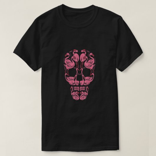 Roze flamingo Skull Breast Cancer Awareness Hallow T-shirt (Design voorkant)