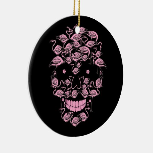 Roze Flamingo Skulls Flamingo Lover Halloween Keramisch Ornament (Rechts)