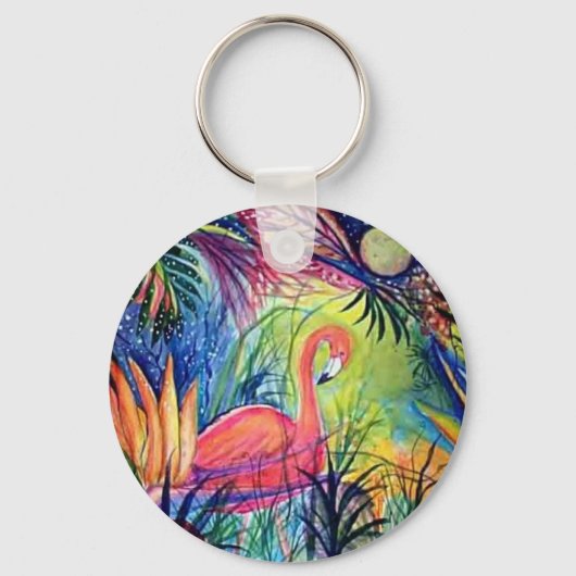 Roze Flamingo Sleutelhanger (Voorkant)