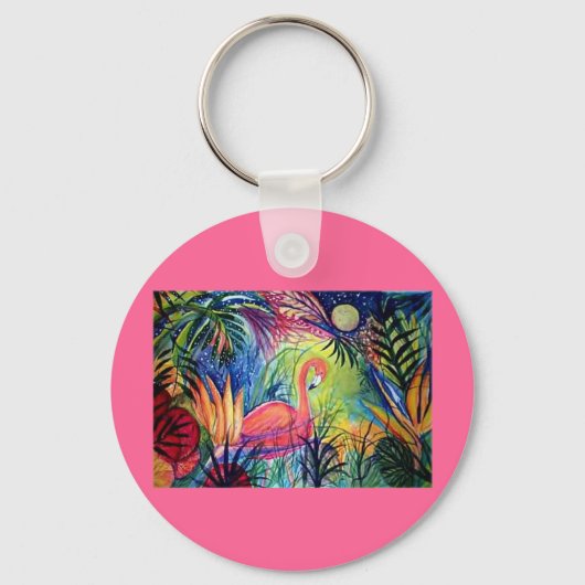 Roze Flamingo Sleutelhanger (Voorkant)