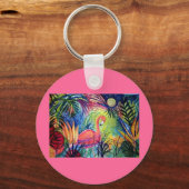 Roze Flamingo Sleutelhanger (Voorkant)