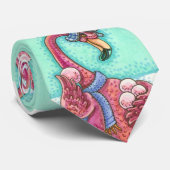 Roze Flamingo Sneeuwballen VAKANTIE STROPDAS (Opgerold)