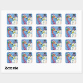 ROZE FLAMINGO SNEEUWMAN KERST STICKERS plein (Vel)