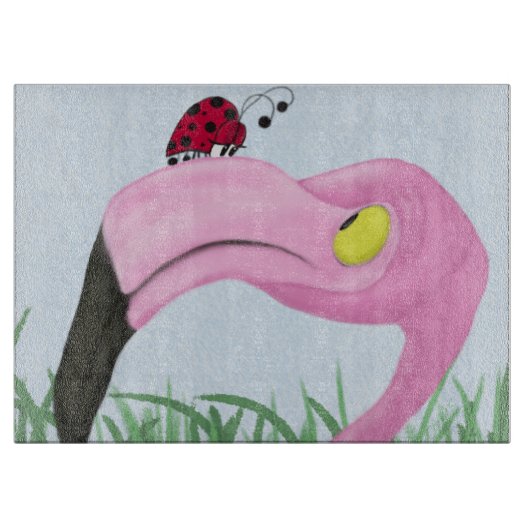  roze flamingo snijplank (Voorkant)