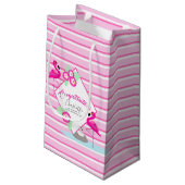 Roze flamingo snoep stripe baby shower cadeautas (Achterkant Gekanteld)