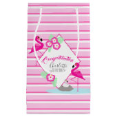 Roze flamingo snoep stripe baby shower cadeautas (Voorkant)