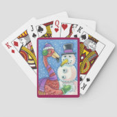 Roze Flamingo Snowman CHRISTMAS PLAYCARDS Speelkaarten (Achterkant)