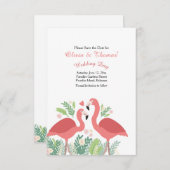 Roze Flamingo sparen de Aankondiging van de Datum (Voorkant / Achterkant)