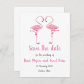 Roze flamingo sparen de datumkaart save the date (Voorkant / Achterkant)
