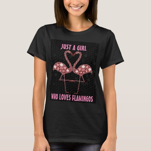 roze flamingo sparkly houdt van flamingos t-shirts (Voorkant)