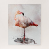Roze Flamingo Staand in Aquarel Kunstprint Legpuzzel (Verticaal)