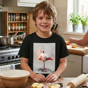 Roze Flamingo Staand in Waterverf Kunstprint T-shirt